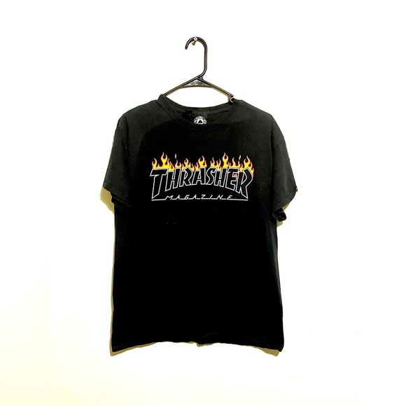 Thrasher Other - Thrasher Magazine Black Yellow Logo Flames Skate T-shirt Men’s Size Medium
